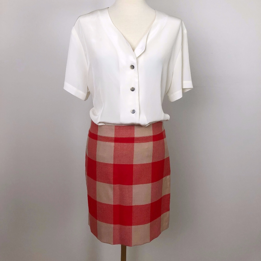 J.Crew Outlet Red and Tan Plaid Mini-Skirt